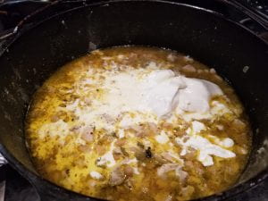 add the sour cream and cream during simmering process