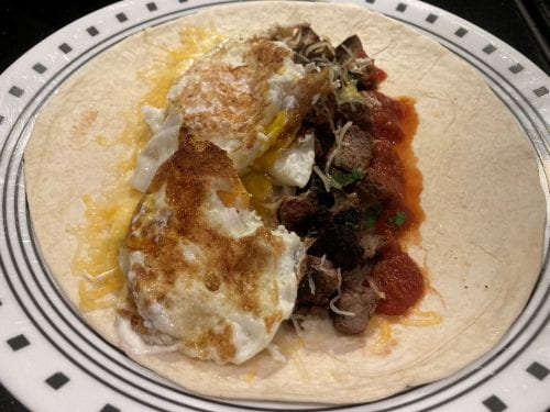 breakfast burrito assembled
