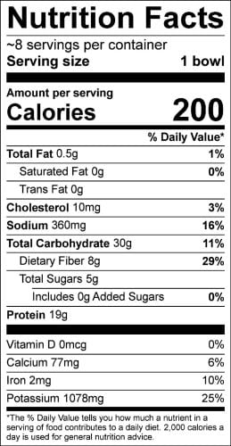 nutrition fact label for recipe
