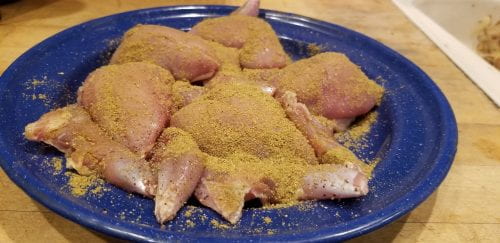 raw quail with poultry seasoning