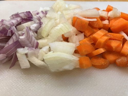 diced onion and carrot