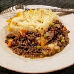 a serving of hunters' pie on a plate